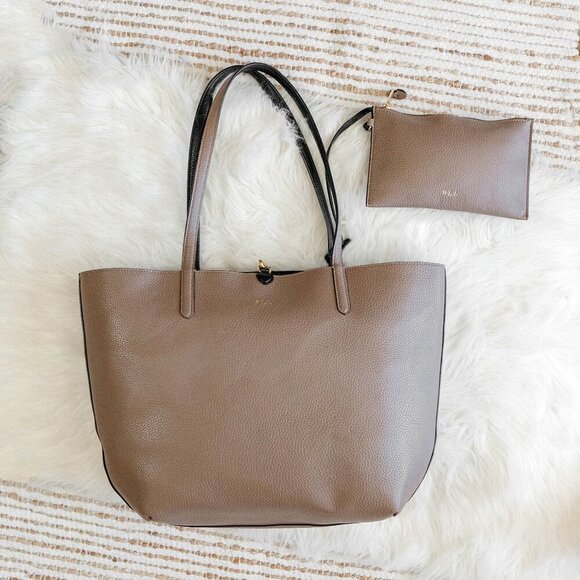 RALPH LAUREN SET REVERSIBLE BLACK & TAUPE TOTE + MATCHING WRISTLET ZIP POUCH - Picture 11 of 14